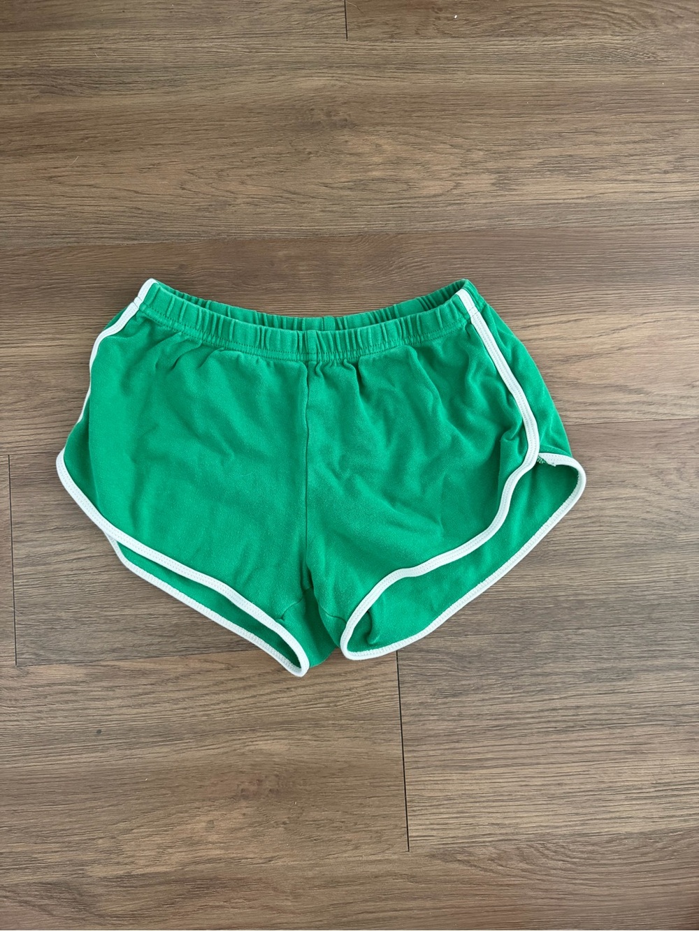 Green Athletic Shorts with White Trim